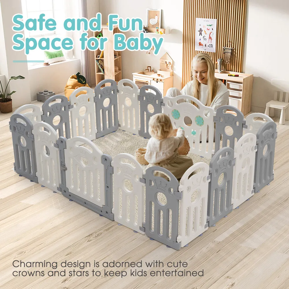 Playpals Kids Playpen Baby Safety Gate Toddler Fence Child Play 18/22/24 Panels