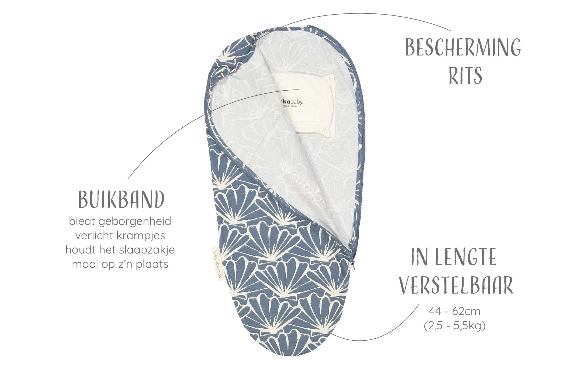 Puckababy Piep Swaddle Sleeping Bag 0-3m | Seasashell Denim