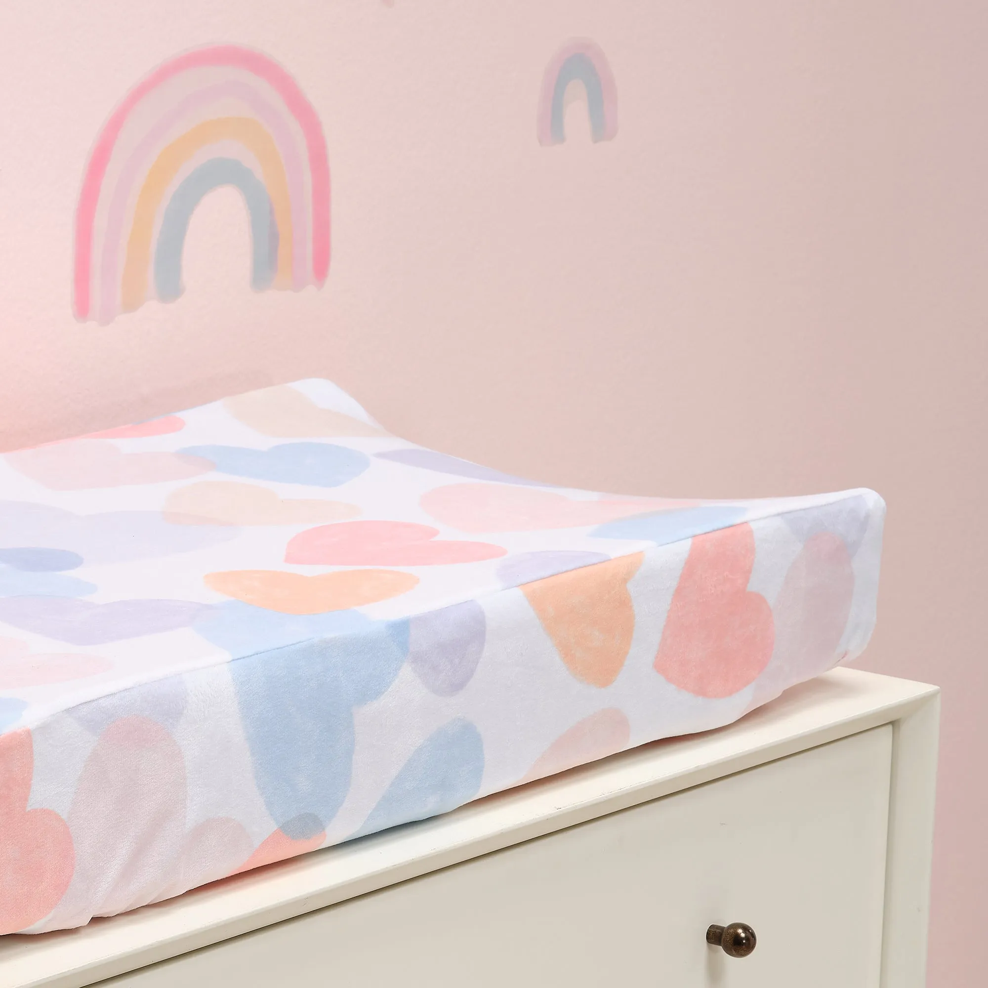 Rainbow Hearts Changing Pad Cover