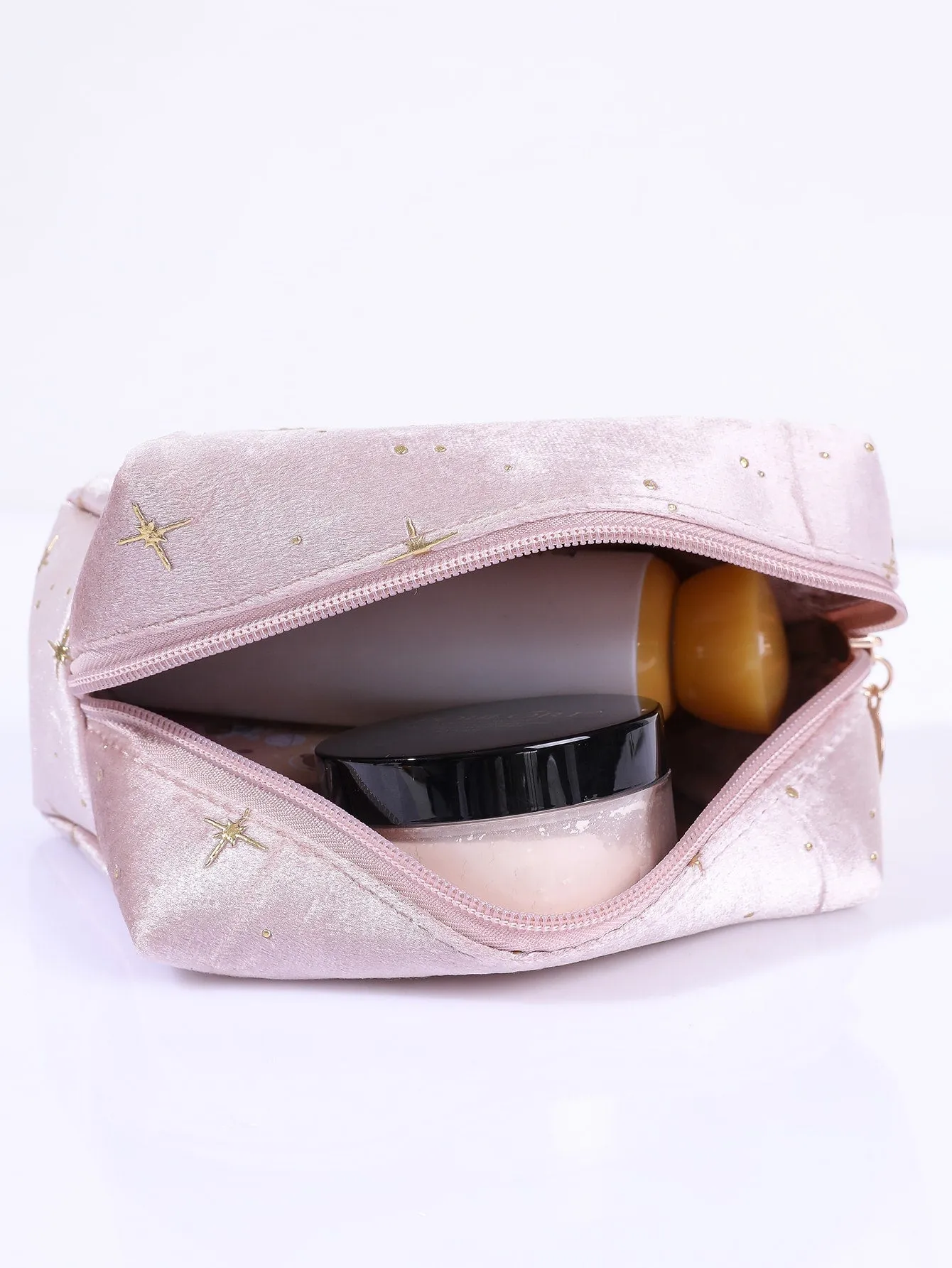 Soft Pink Star Design Makeup Bag Cosmetic Organizer Toiletries Bag Makeup