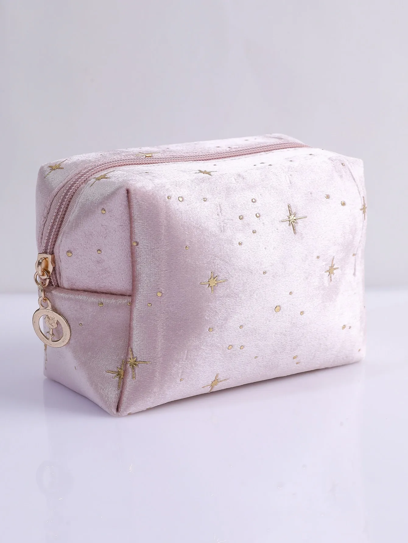 Soft Pink Star Design Makeup Bag Cosmetic Organizer Toiletries Bag Makeup