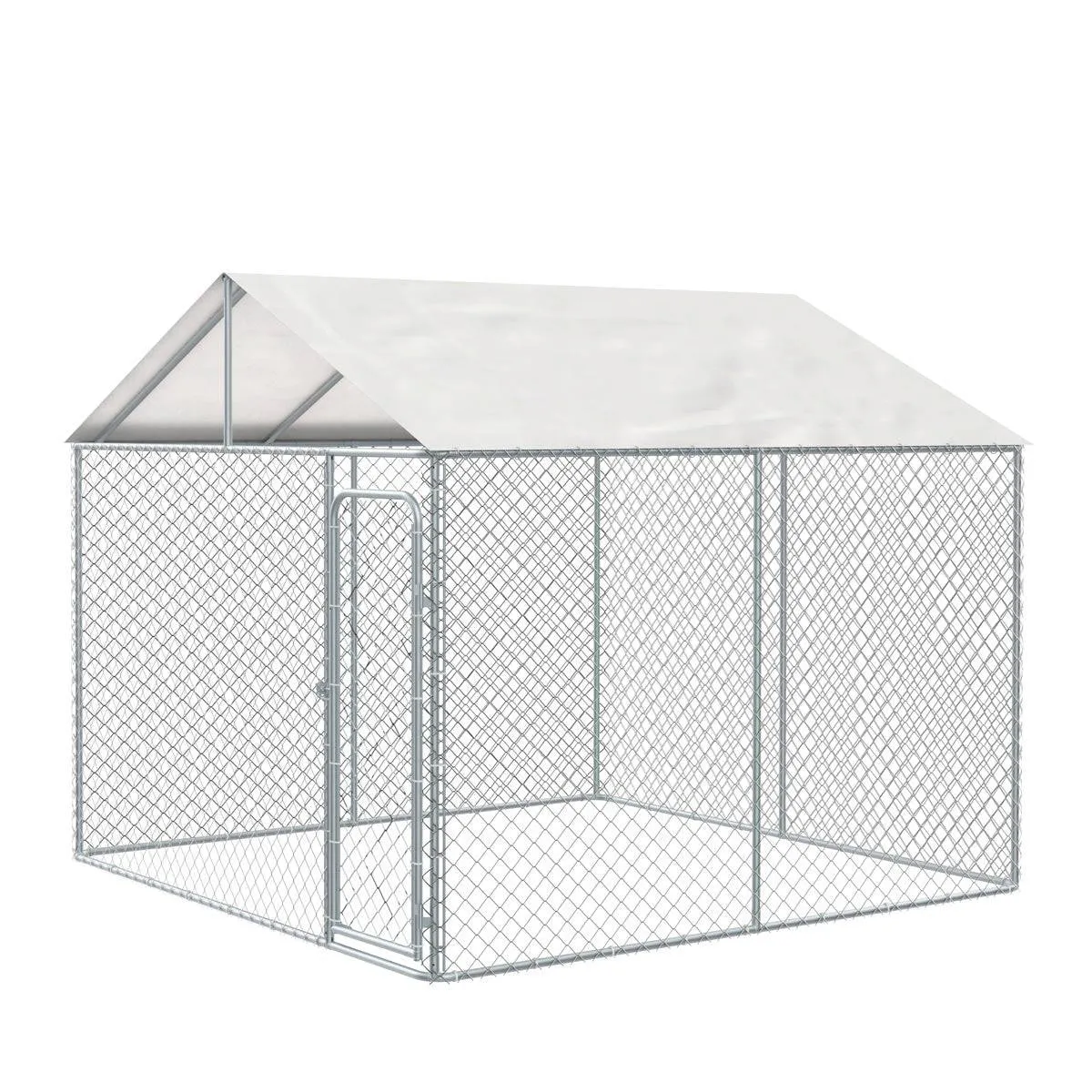 TMG Industrial 10’ x 10’ Outdoor Dog Kennel Playpen w/Cover, Outdoor Dog Runner, Pet Exercise House, Lockable Gate, 6’ Chain-Link Fence, TMG-DCP1010