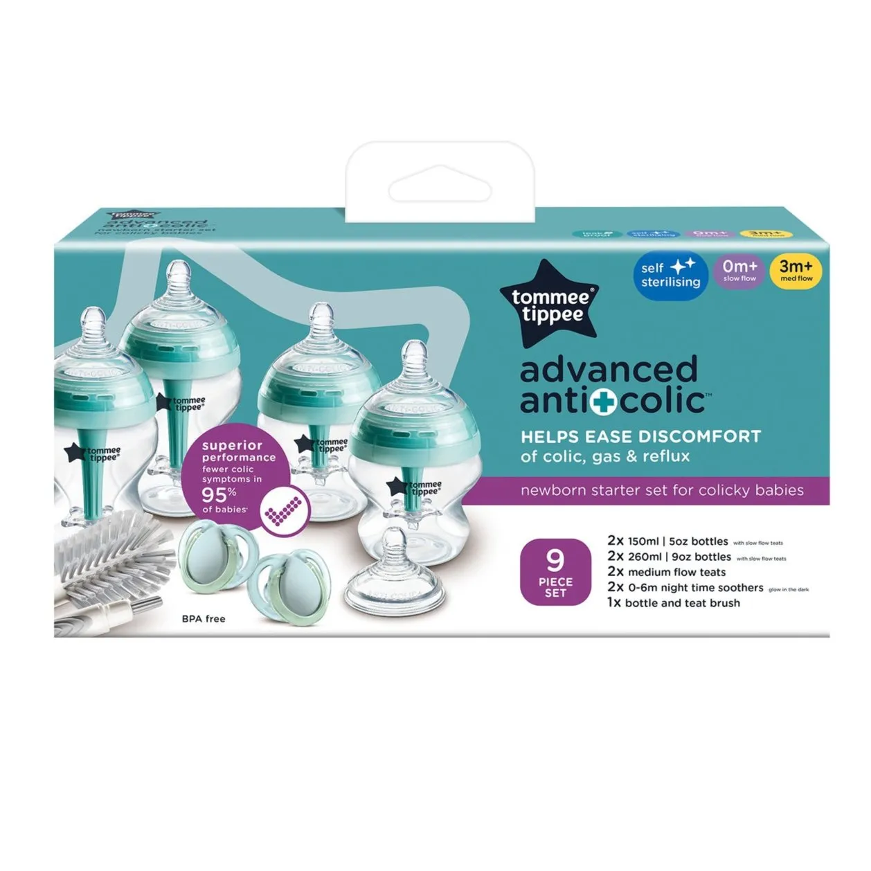 Tommee Tippee  Advanced anti colic Starter bottle kit 9 piece