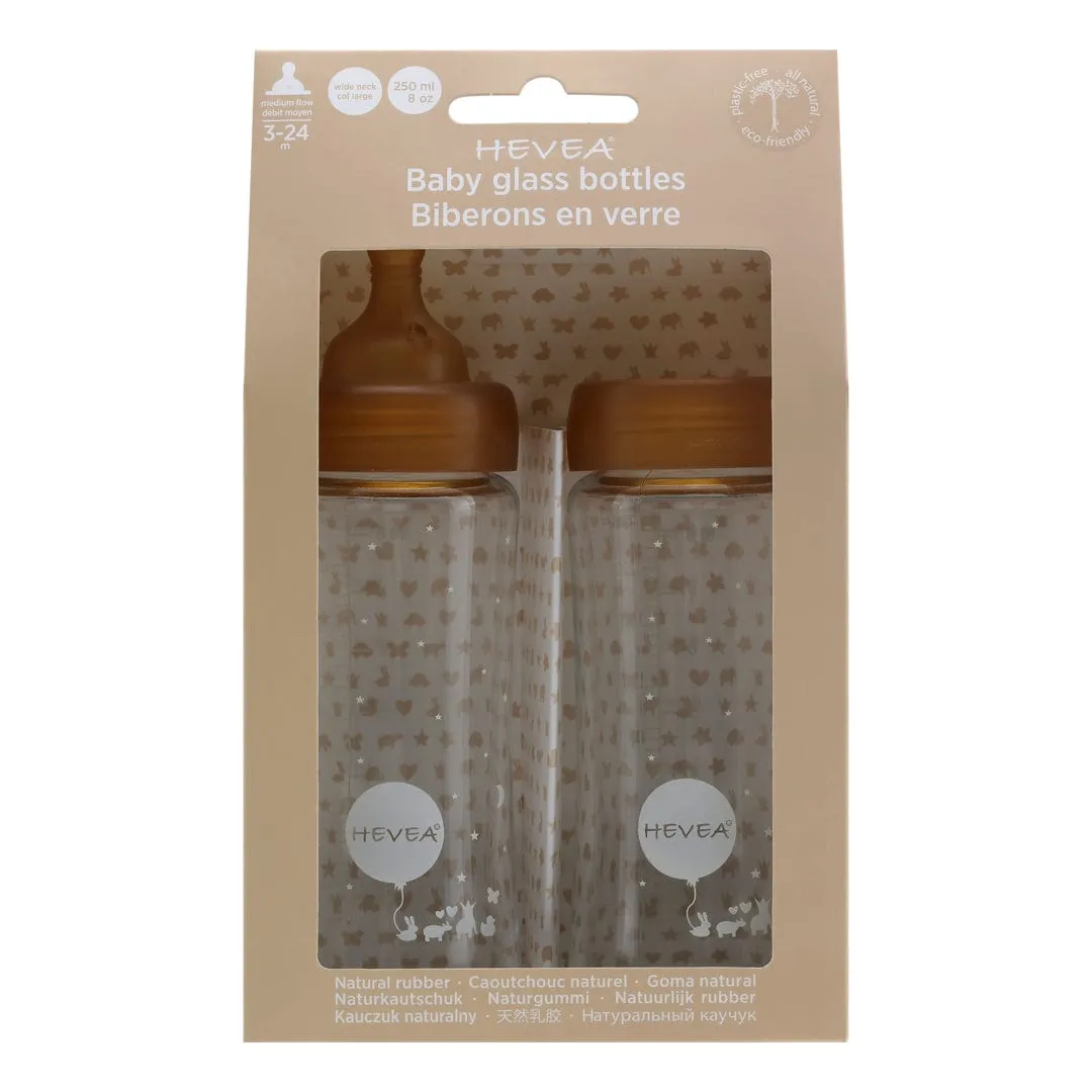 Wide Neck Baby Glass Bottle (250ML/8oz) Two-Pack - Natural