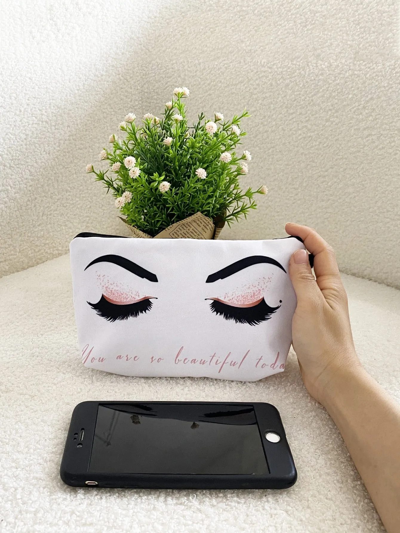 You Are So Beautiful Today Eyelashes Makeup Bag Cosmetic Organizer Toiletries