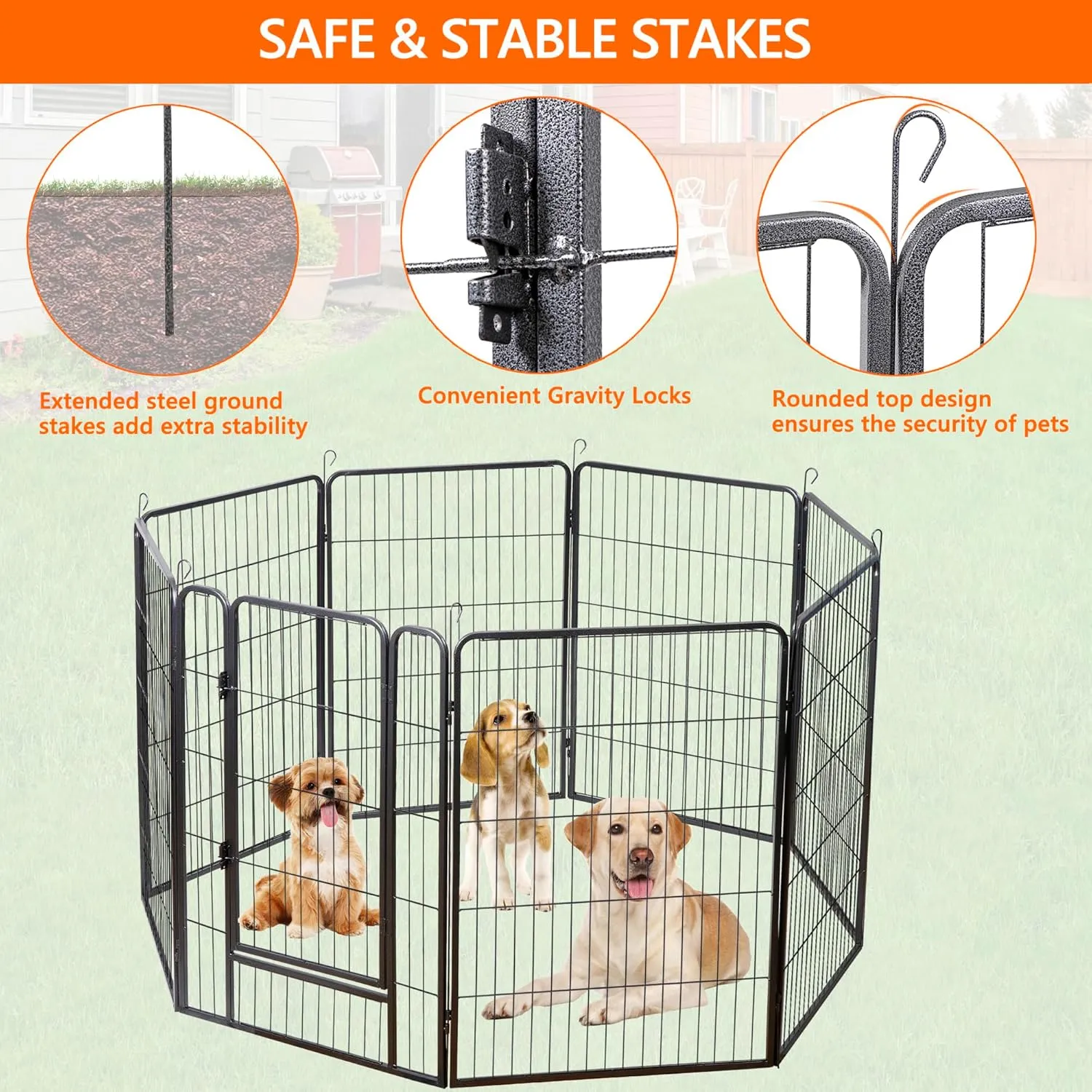 ZENY™ Dog Playpen Indoor Pet Dog Fence 8 Panels 40" Height Metal Dog Pen Outdoor Pet Puppy Exercise Pen with Doors for Medium Large Dogs